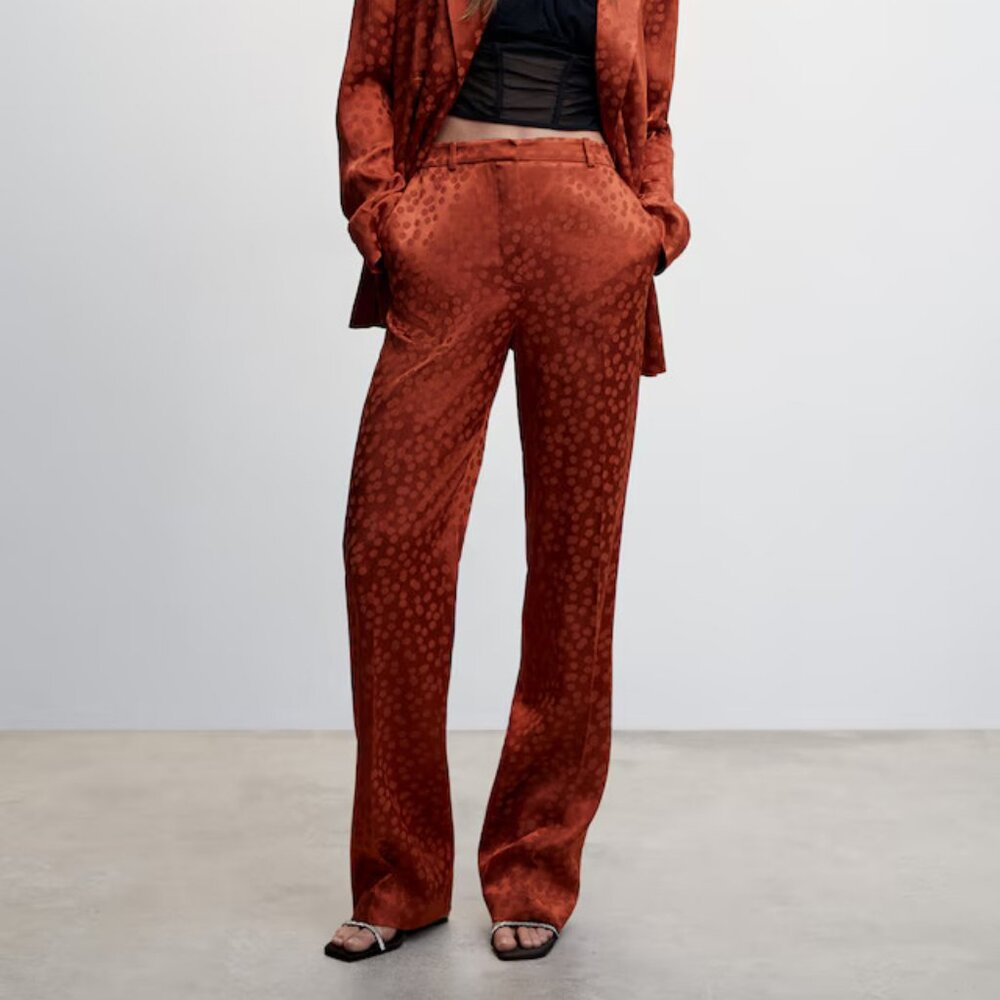 Mango Satin pants with polka-dots Size 12
